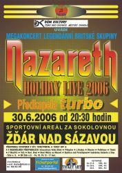 Nazareth, Turbo, sportovní areál za sokolovnou, Žďár nad Sázavou, 30.6.2006 - plakát