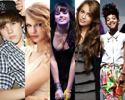 Justin Bieber, Taylor Swift, Ewa Farna, Miley Cyrus, Willow Smith